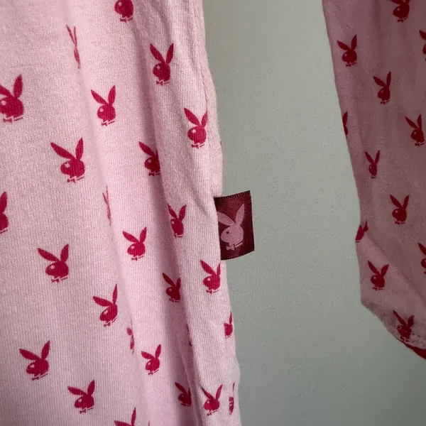 Playboy Intimates Pink Bunny Print One Piece Union Suit Pajamas‎ Women's XL - Image 5