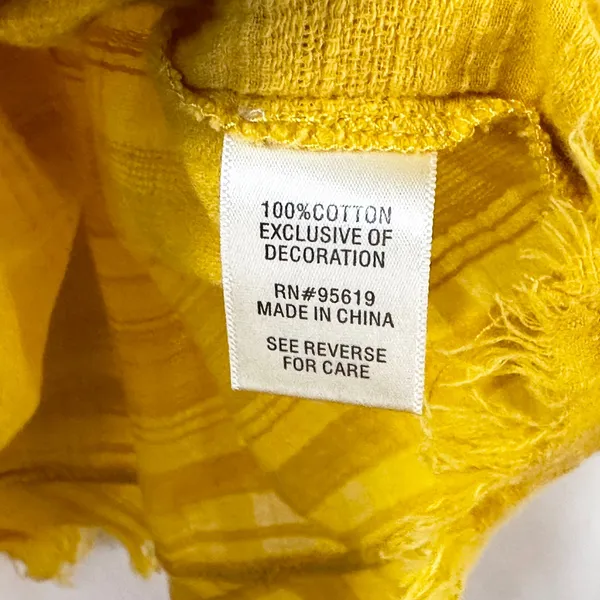 John Paul Richard Large Top Yellow Cap Sleeve‎ Blouse Raw Boho Boxy Gauzy 1684 - Image 12
