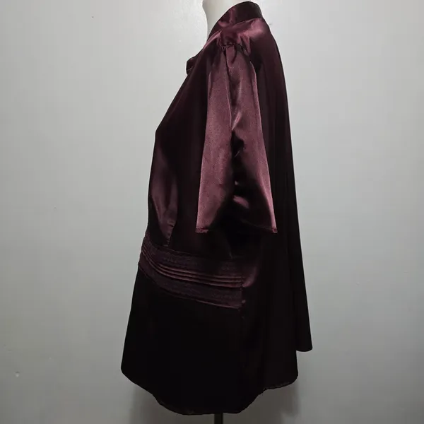 APT 9 Burgundy Satin Lace Detail Short Sleeve Blouse Size 2X Romantic Fairy - Image 3