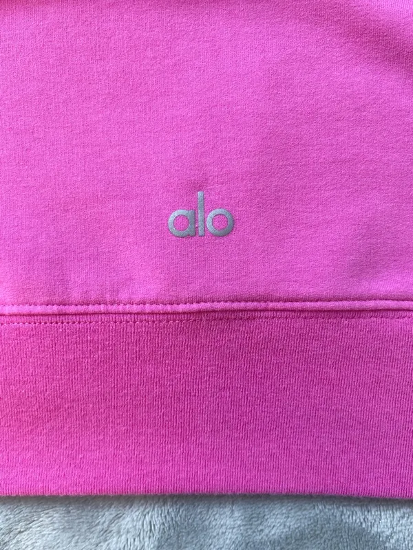 ALO Yoga cropped double take hoodie pink loungewear spring outdoor raglan sleeve - Image 4