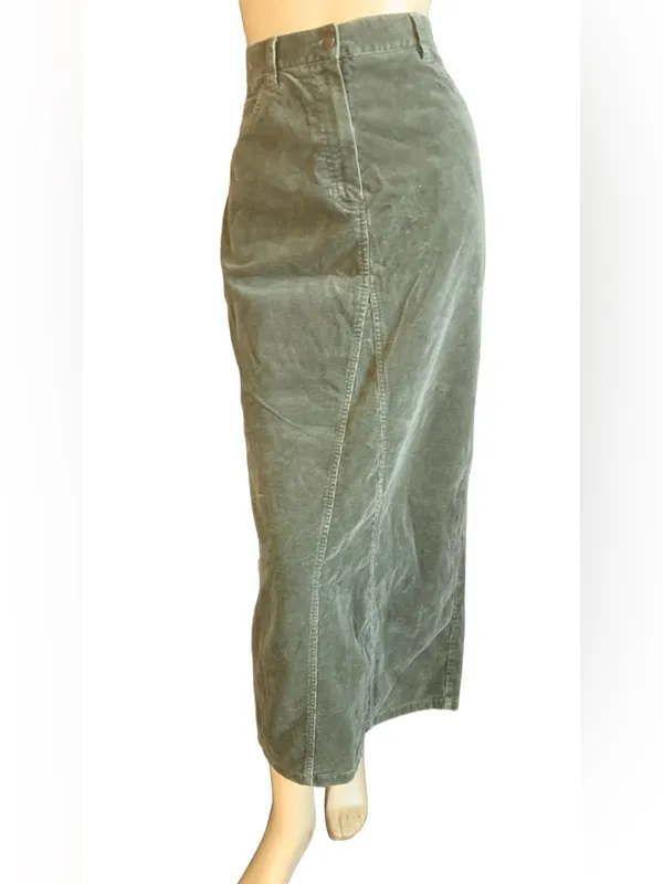 Jones New York Sage Green Corduroy Cotton Blend Maxi Skirt (10) - Image 2