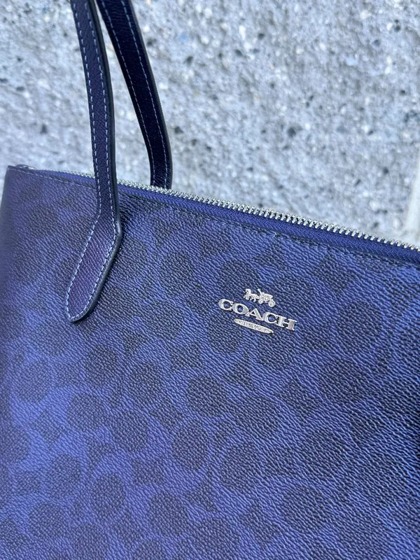 NWT COACH Fiona Zip Tote Bag In Signature Canvas CW396 Blue/Navy - Image 4