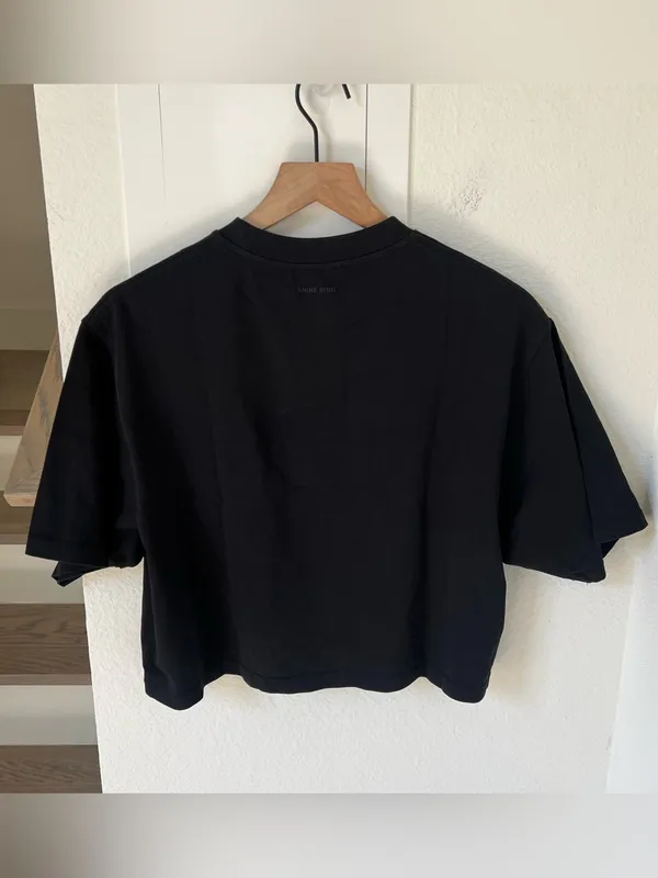 Anine Bing Myers Cropped Tee in Black NWT - Image 3