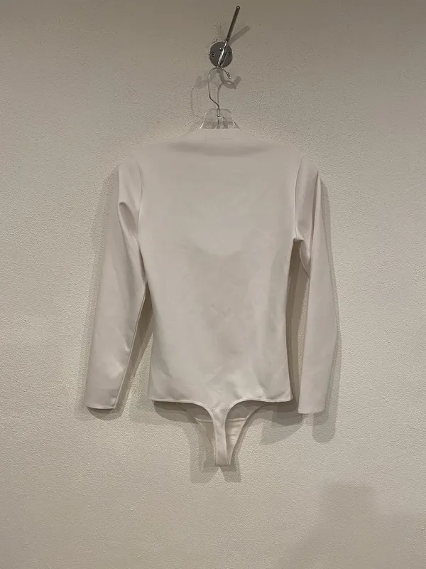 Abercrombie & Fitch Ava Bodysuit Womens Medium White Long Sleeve Strap - Image 5