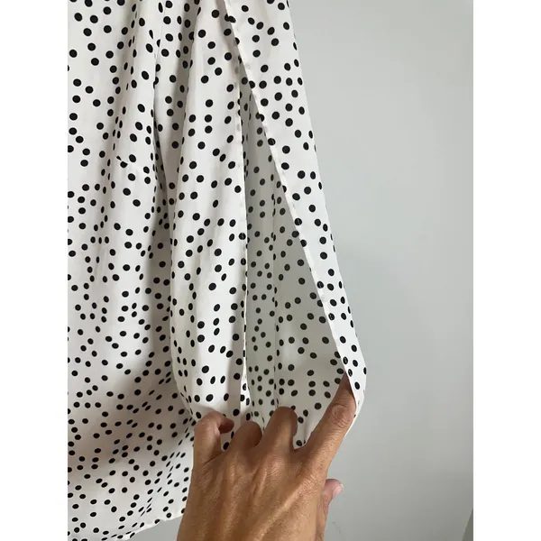 Banana Republic Womens Polka Dot 3/4 Slit Sleeve Blouse White‎ Black Small - Image 3