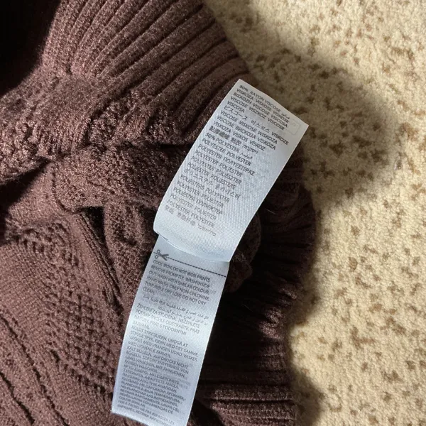 Edikted Cable Knit Pullover Hoodie Women Medium Brown Coquette Dark Academia - Image 5