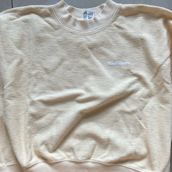 Madhappy Sweatshirt Terry Cloth Yellow Medium Cropped Crewneck - Image 7