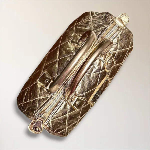 Victorias Secret Angel‎ Metallic Gold Quilted Satchel Travel Y2K Handbag Purse - Image 7