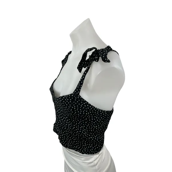 Abercrombie & Fitch Black Polka Dot Tie Strap Sleeveless Crop Cami Tank Top Sz M - Image 2