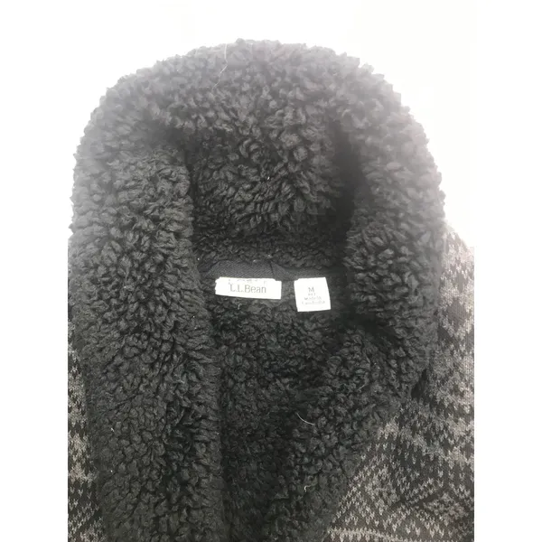 LL Bean Women's Fair Isle Sherpa Lined Cardigan Sweater‎ Jacket Size M - Image 11