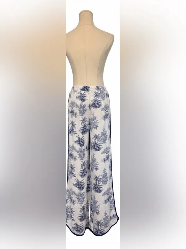 Sienna Sky Blue Toile Wide-Leg Lounge Pants - Image 3