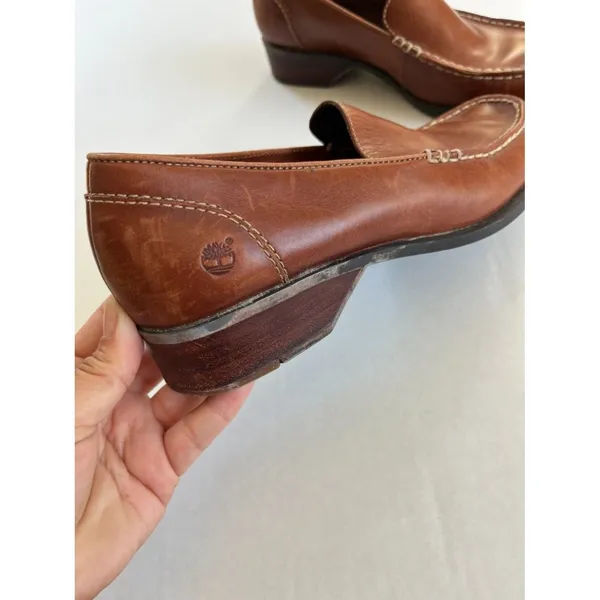 Timberland Womens Sz 9 SMART Brown Leather Shoes Slip On Loafer - Image 2