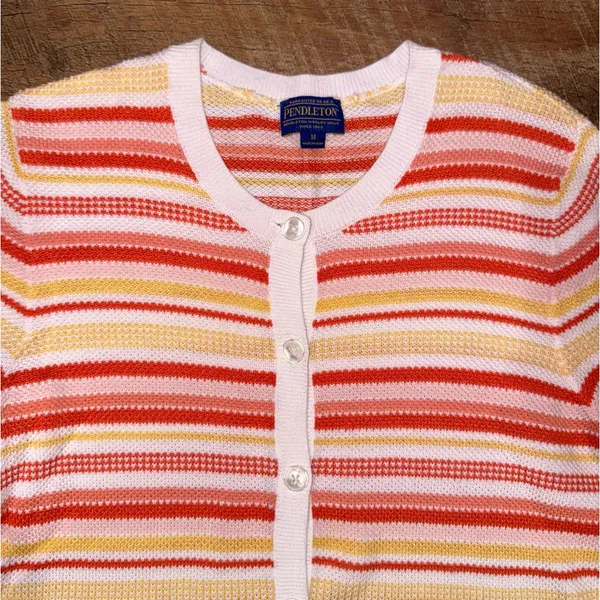 Pendleton Button Down Striped Cardigan Size Medium - Image 2