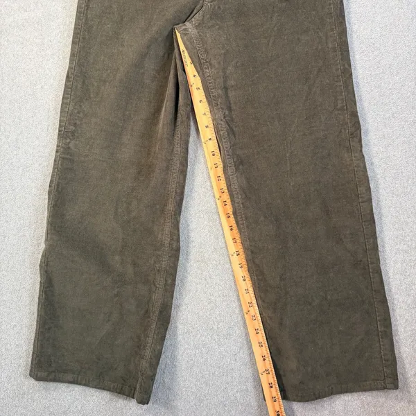 Old Navy Women's 12 Extra High Rise Sky-Hi Wide Leg Corduroy Pants Olive Brown - Image 3