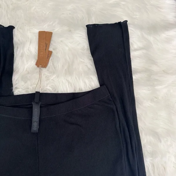 Skims Sheer Cotton Stacked Leggings Soot Size Medium - Image 5