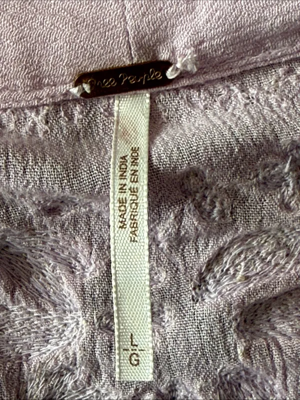 FREE PEOPLE Fable Lilac Blossom Embroidered Boho Gypsy Peasant Maxi Dress Large - Image 10