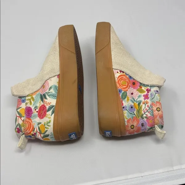 Rifle Paper Co x Keds Cooper Suede Zip Bootie Garden Party SZ 5.5 Tan Floral - Image 6