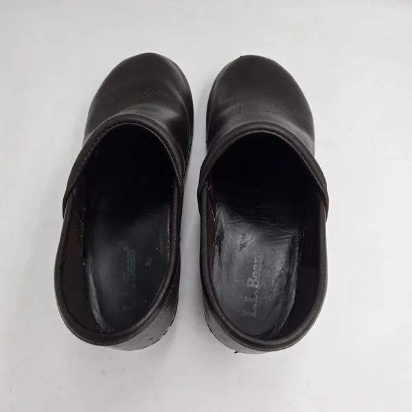 L.L.Bean Leather Clogs Dark Brown Slip On Mule Comfort Shoes Womens 6M Nurse - Image 8