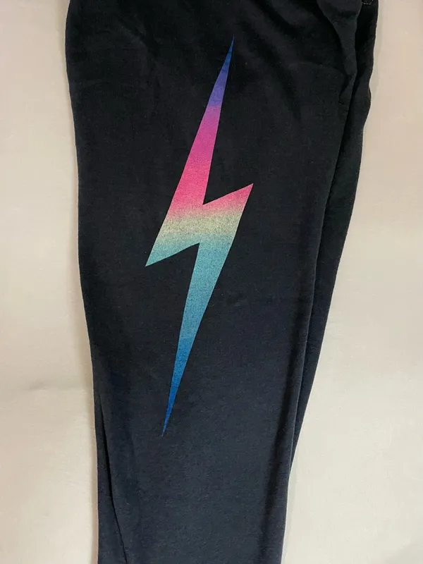 Aviator Nation Pastel Gradient Lightning Bolt Sweatpants Rainbow Pink Size S - Image 4