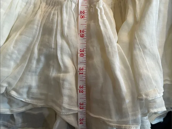 Free People Boho‎ White Cotton Blend Mermaid Maxi Skirt with Ruffle Hem - Image 9