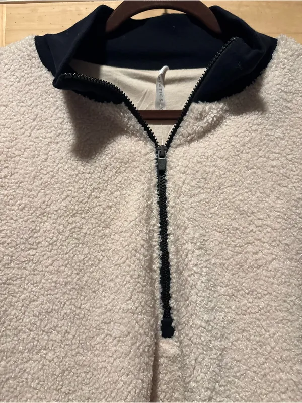 Fabletics Dream Polar Fleece Pullover Womens 3X Cream‎ Black Quarter Zip Sherpa - Image 3