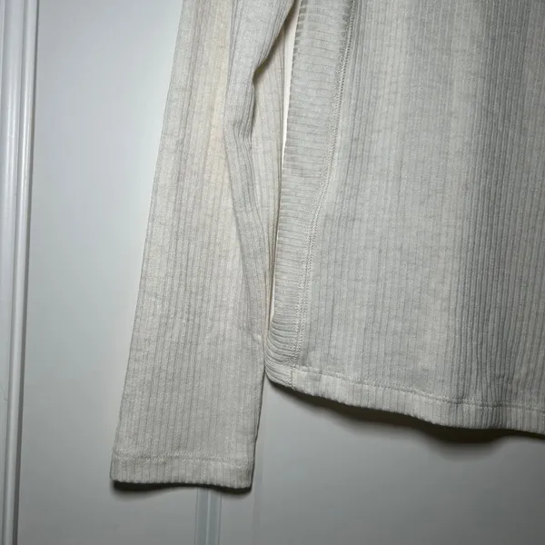 NWT Madewell Ribbed Turtleneck Long-Sleeve Tee cream women's medium minimal - Image 3
