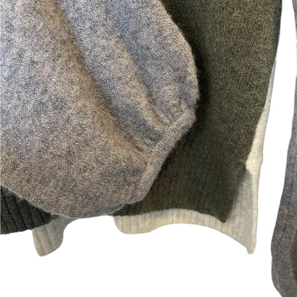 MADEWELL Olive Green/Gray/Beige Merino/Alpaca Wool Blend Crew Neck Sweater Small - Image 4