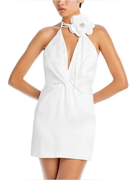 Ramy Brook Evie Pleated Twist-front Halter Neck Mini Dress in Ivory, Size 0, NWT - Image 5