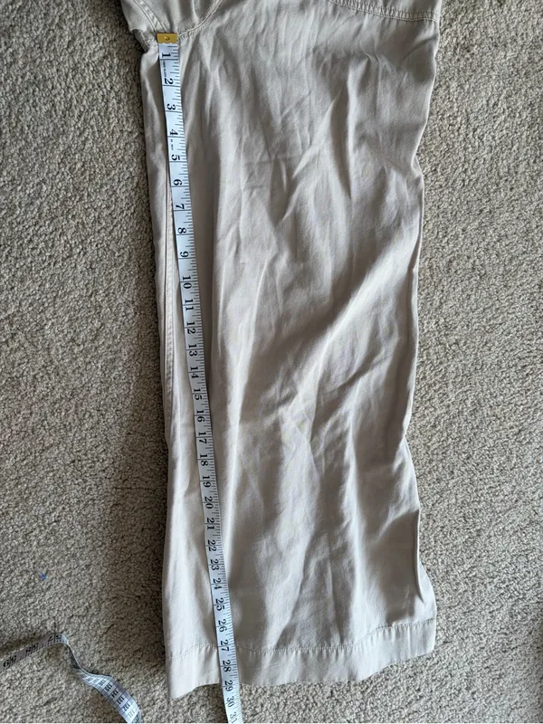 Anthropologie cream Wideleg carpenter summer overalls jumpsuit size xl NWT - Image 14