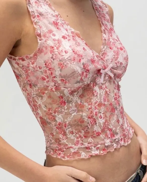 Tilly'S Women'S Full Tilt Pink Lace Tank Top~Size Xxs/Petite~Nwt! - Image 2