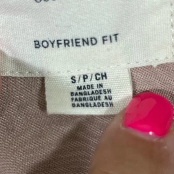 American Eagle Button Down Shirt Boyfriend Fit Women’s SM‎ Taupe PREOWNED - Image 9