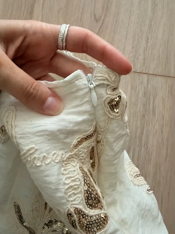 Lulus Embroidered White Mini Skirt with Sequin Floral Detail - Image 2
