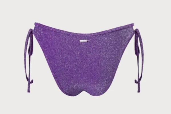 BERLOOK Purple Lurex Tie Side Bikini Bottom ONLY 61 Size M - Image 8