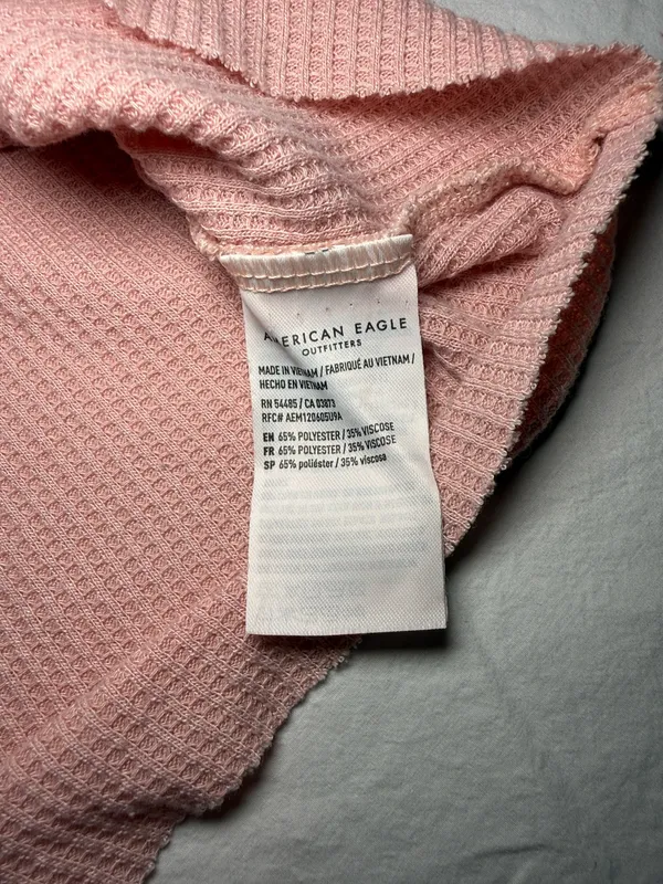 American Eagle Outfitters Pink Henley L/S Relaxed Cropped Shirt Size Medium NWOT - Image 6