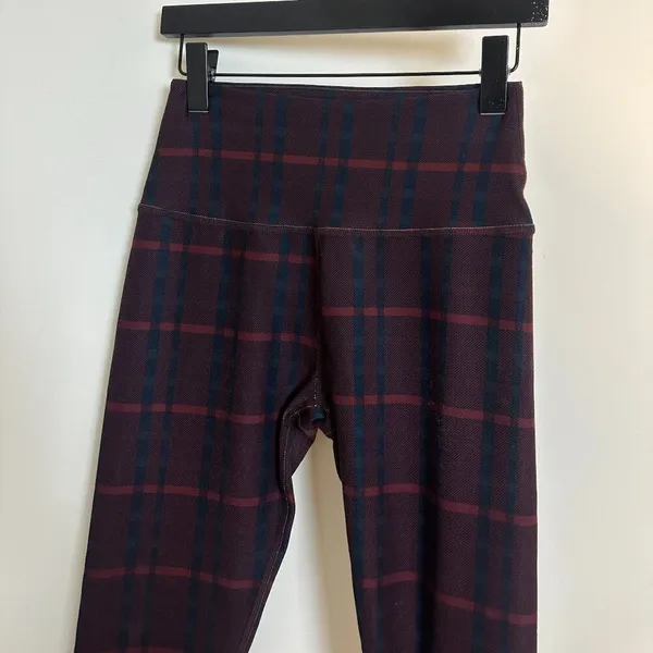 BEYOND YOGA SoftMark High Waisted Midi Legging in Dark Cherry Preppy Plaid Large - Image 4