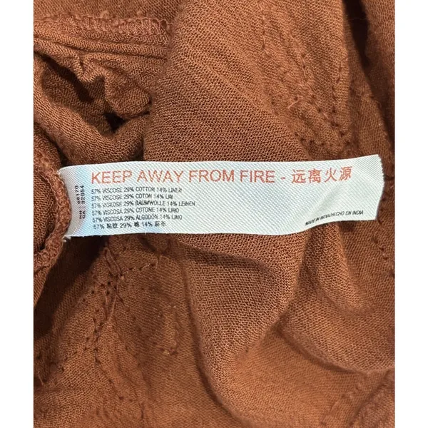 Free People Fall Rust Orange Brown Embroidered V-Neck Spaghetti Strap Cami Top M - Image 5