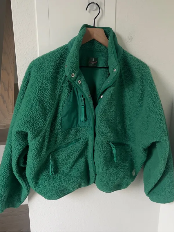 Free People FP Movement Hit The Slopes Fleece Jacket in Green Glow - Image 3