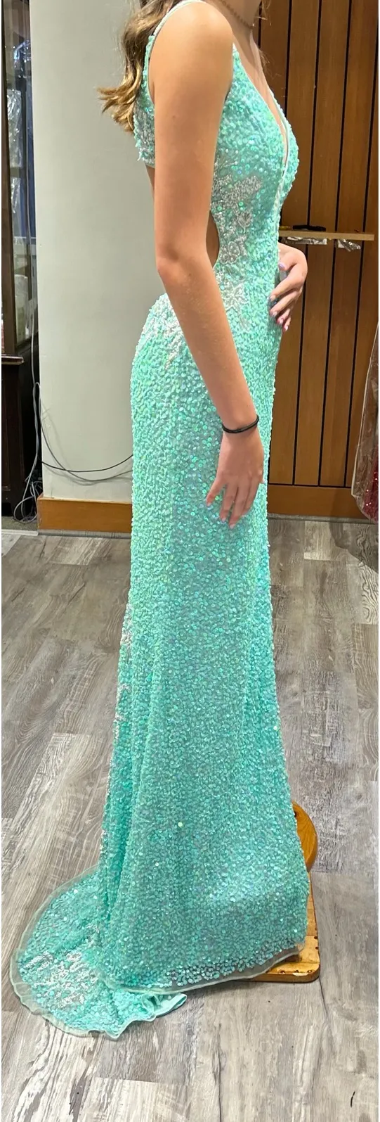 Primavera Couture Mint green prom dress - Image 2