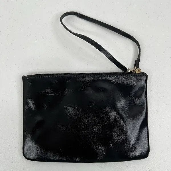 Victoria's Secret Wristlet Pouch Black Sequin Floating Logo Glam Makeup Bag - Image 5