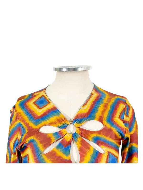 Farm Rio Cut out Flare Sleeve Crop Top Size P US XS - Image 5