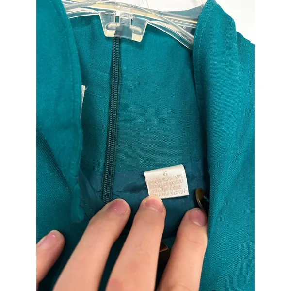 Dana Buchman Silk Teal Green Mandarin Collar Sheath Midi Dress Size 6 32820212 - Image 4