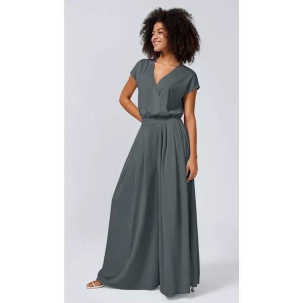 Halara Women’s Gray V-Neck Sleeveless Wide Leg Jumpsuit Size Large New - Image 3