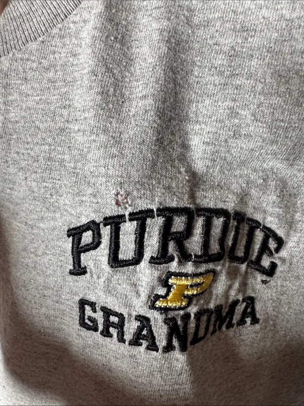 Vintage Steve & Barry’s Purdue Grandma Embroidered T-Shirt Heather Gray Sz Large - Image 5