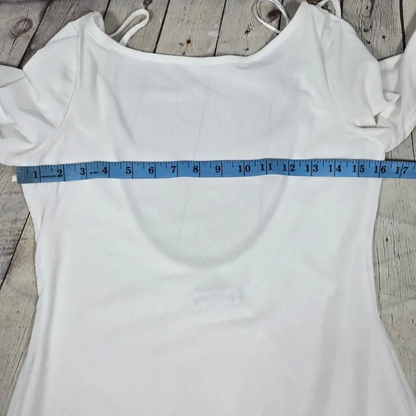 Princess Polly White Lukea Long Sleeve‎ Mini Dress Open Back Mesh Overlay US 8 - Image 7