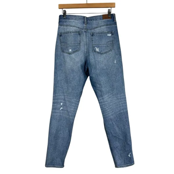 American Eagle Mom Jeans Womens 2 Light Wash Distressed‎ Straight Leg Clean Girl - Image 3
