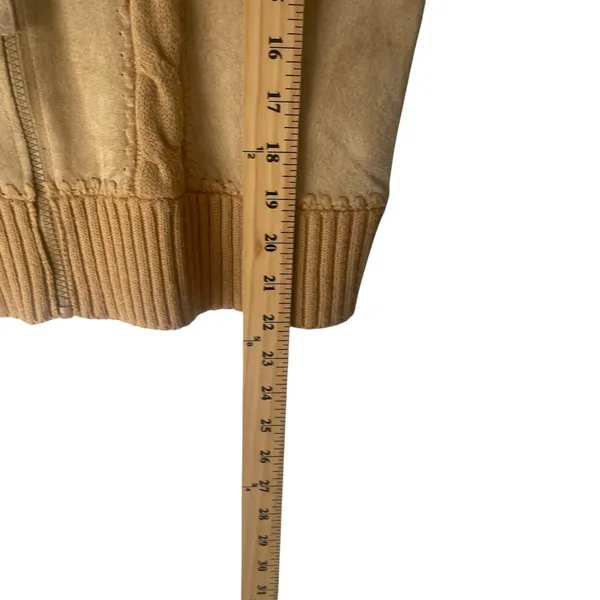 Designers Studio Vintage‎ Size Small Western Leather Tan Cable Knit Vest - Image 8