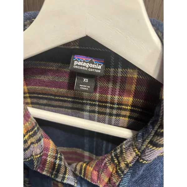 PATAGONIA Long Sleeve FJORD Flannel Shirt Cabin Time Stone Blue women's XS‎ - Image 3