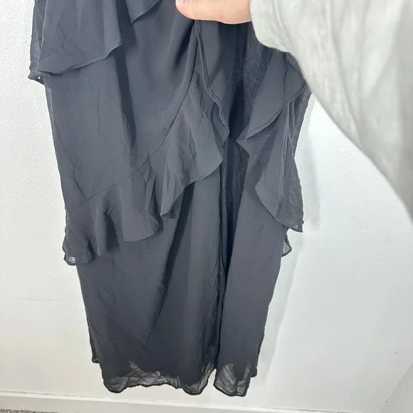 Lulus Black Ruffle Spaghetti‎ Strap Maxi Dress Formal Evening Occasion Chiffon - Image 5
