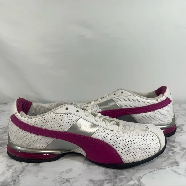 Puma Women's Turin Athletic White Pink Shoe Size 8 #559 - Image 4