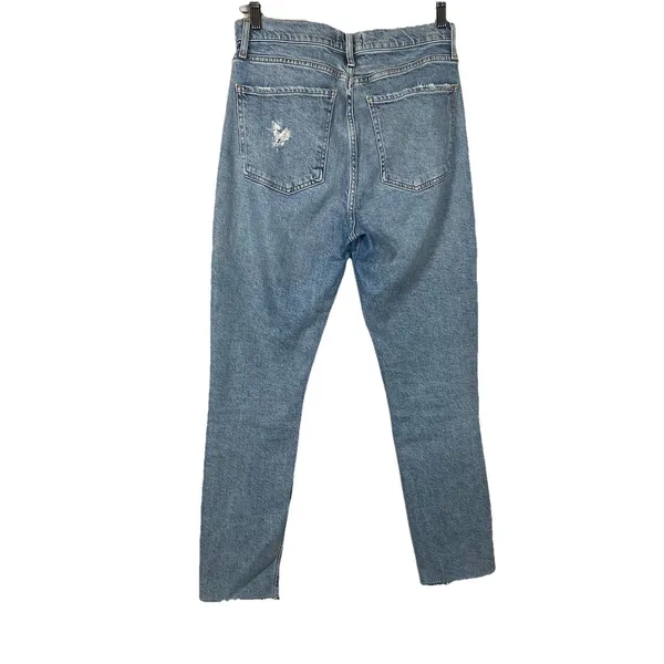 AGOLDE High Rise Straight Leg Distressed Jeans Light Wash Size 27‎ Button Fly - Image 10